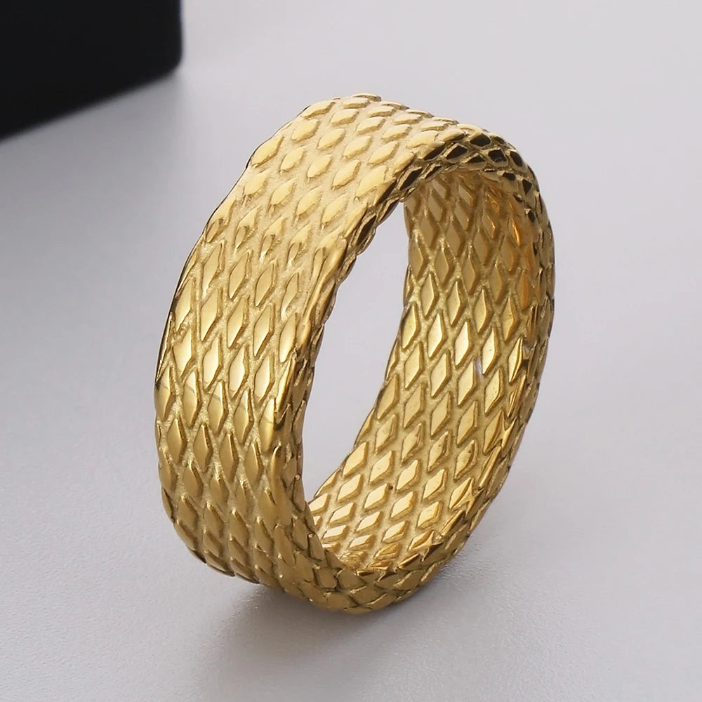 Distressed Diamond Pattern Style Stainless Steel Rings for Man Mens Rings Vintage Birthday Jewelry Gifts for Him 3