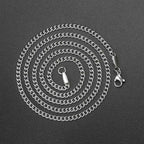 Silver Cuban Chain Necklace Stainless Steel 3/5MM