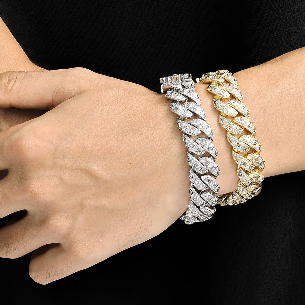 Chunky Iced Out Cuban Link Bracelet — 12mm Chain
