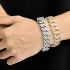 Chunky Iced Out Cuban Link Bracelet — 12mm Chain