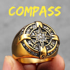 Iced Out Compass Ring — Stainless Steel