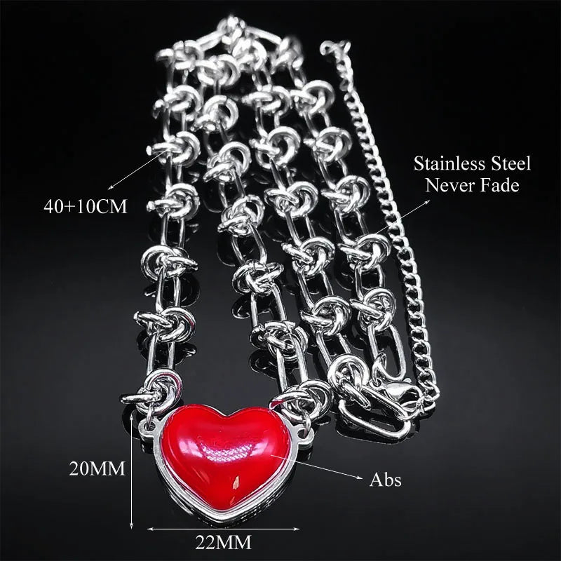 Heart Pendant Necklace Set — Stainless Steel