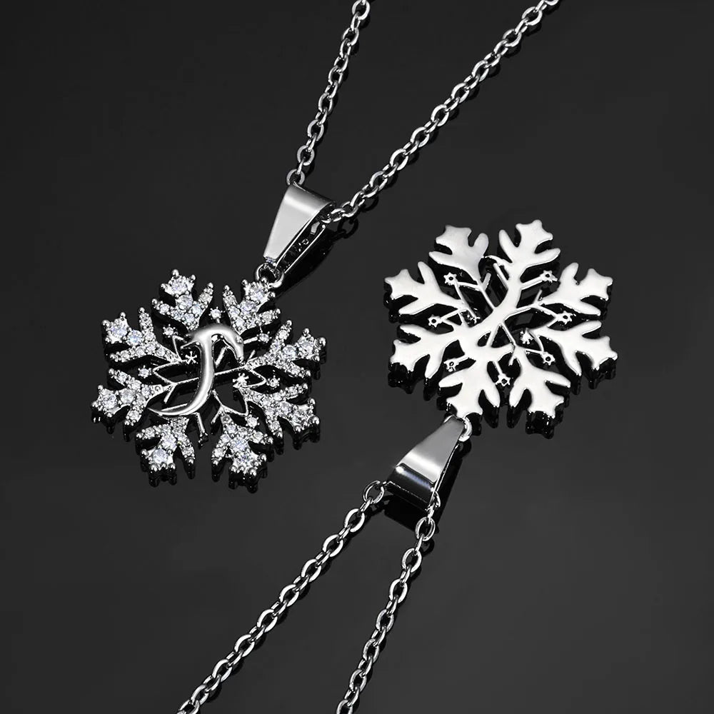 Gold Snowflake Pendant Necklace Statement