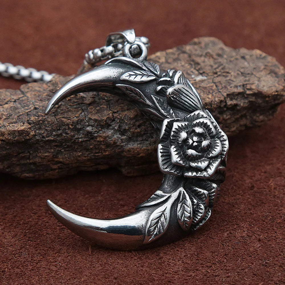 Rose Moon Pendant — Stainless Steel