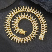 Full 20mm Thorn Set Cuban Chain Punk Retro Hip Hop Chic Bracelet Collarbone Chain Hip Hop Accessory