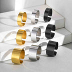 Punk Bend Ring for Men Boys,High Polished Stainless Steel Adjustable Ring,6/8/11.5mm Width Simple Ring for Husband Son