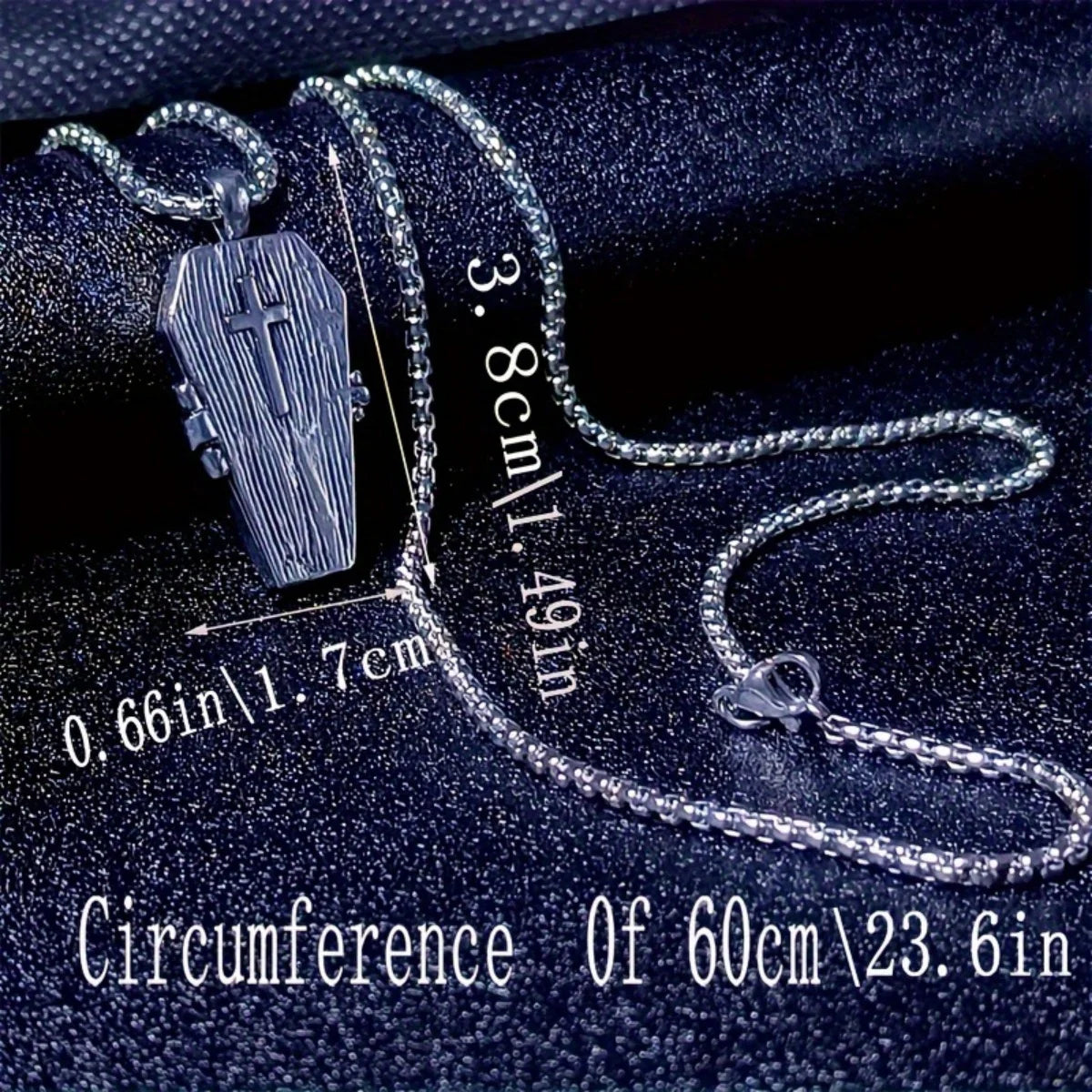Punk Gothic Halloween Skeleton Coffin Shaped Pendant Necklace For Women Men Cross Skull Stainless Steel Chain Choker