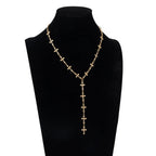Silver Color Y Shaped Cross Tassel Necklace for Men Women Fashion Hip Hop Punk Style Long Clavicle Chain Party Jewelry Gifts