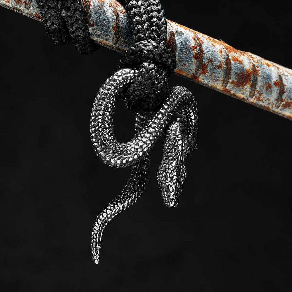 Retro Snake Pendant Necklace — Stainless Steel