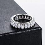 Iced Out Wedding Band Ring — 925 Silver