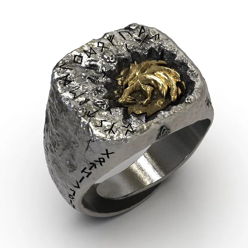 Viking Wolf Fenrir index ring male 925 silver ring retro punk tail ring fashion jewelry