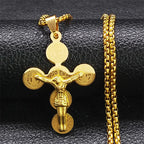 Saint Benedict Jesus Crucifix Chain Necklace — Stainless Steel