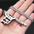Vintage Stainless Steel Tattoo Machine Tool Pendant Necklace For Men Women Punk Hip Hop Tattoo Artist Gifts Jewelry