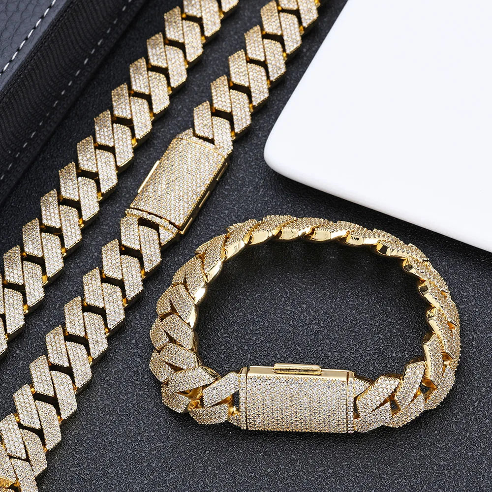 Iced Out Cuban Chain Necklace Stainless Steel 15MM
