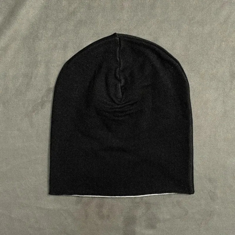 Angel Jacquard Beanie Black & White Edgeless Skull Cap Winter Hat for Women & Men Gothic Y2K Beanie for Everyday &