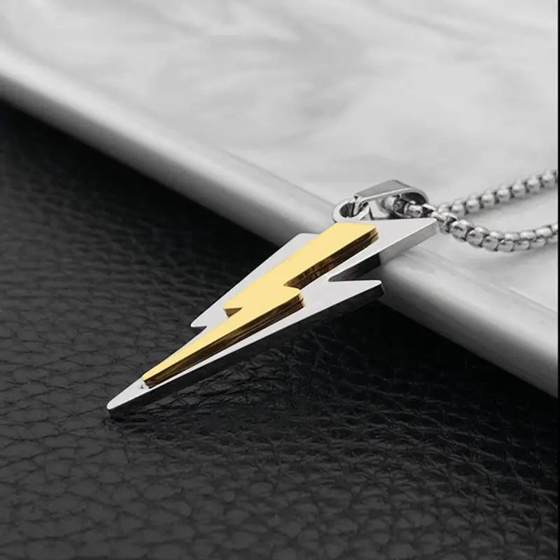 Stainless Steel Zeus Thunder Necklace Lightning Charm for Men and Women Hip Hop Trend Street Party Cool Jewelry
