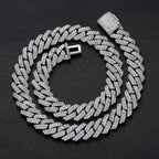 925 Silver Cuban Chain Necklace Iced Out 10-20MM