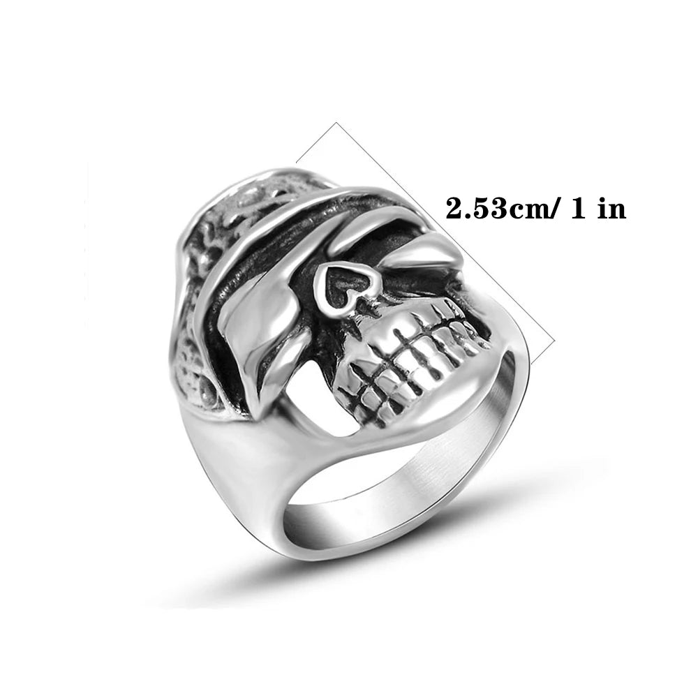 1Pcs European and American Style Non-Fading Stainless Steel Punk Fashion Personality Trendy Exaggerated Skull Men's