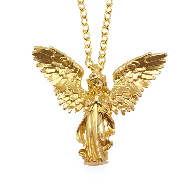 Vintage Punk Mythology Style Metal Sexy Angel Goddess Pendant Necklace for Men Women Classic Mysterious Souvenir Jewelry