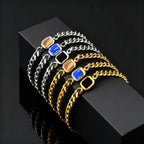 Trendy Stainless Steel Cuban Chain Bracelet for Men, Fashion Square Charm Waterproof Bracelet, Punk Classic Jewelry Gift