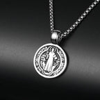 Stainless Steel Saint St. Benedict Collar Medal of San Benito Necklace Men Women Spiritual Virgin Mary Pendant Necklace
