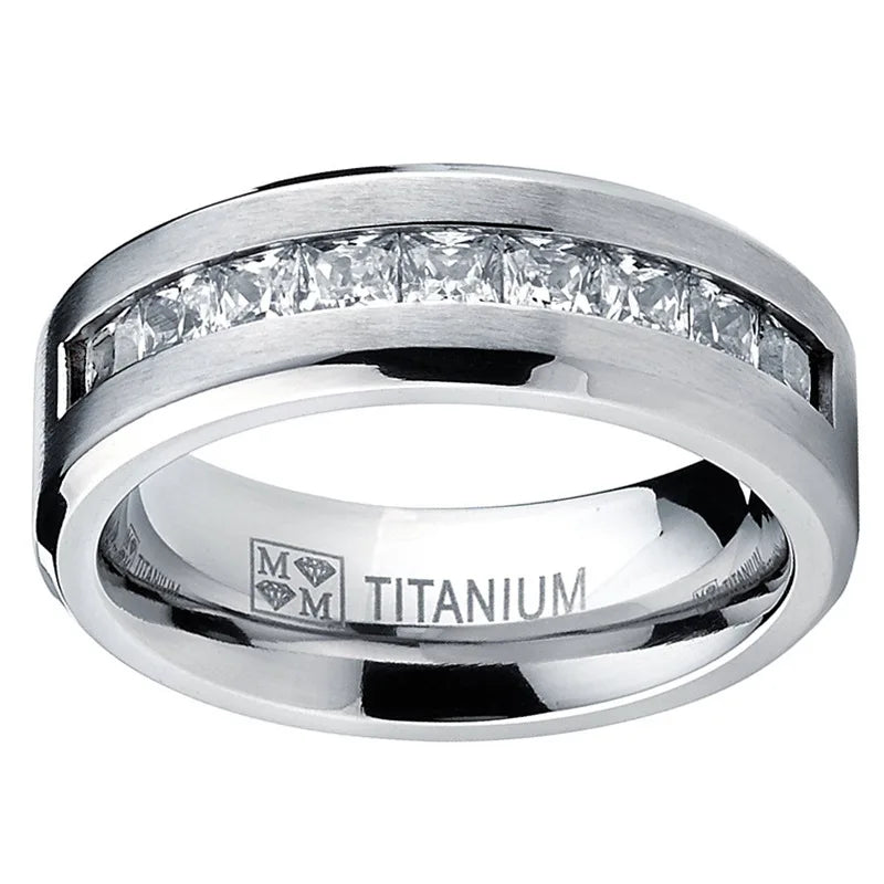 Autumn Hot Selling Silver Plated Stainless Steel Rings For Men Square Cubic Zircon Ring Jewelry Accessories Wholesale Size 7-13
