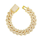 PT950 Platinum 16mm 3-Row Rhombus Bracelet suitable for men and women, orderly artificial diamonds deliver powerful