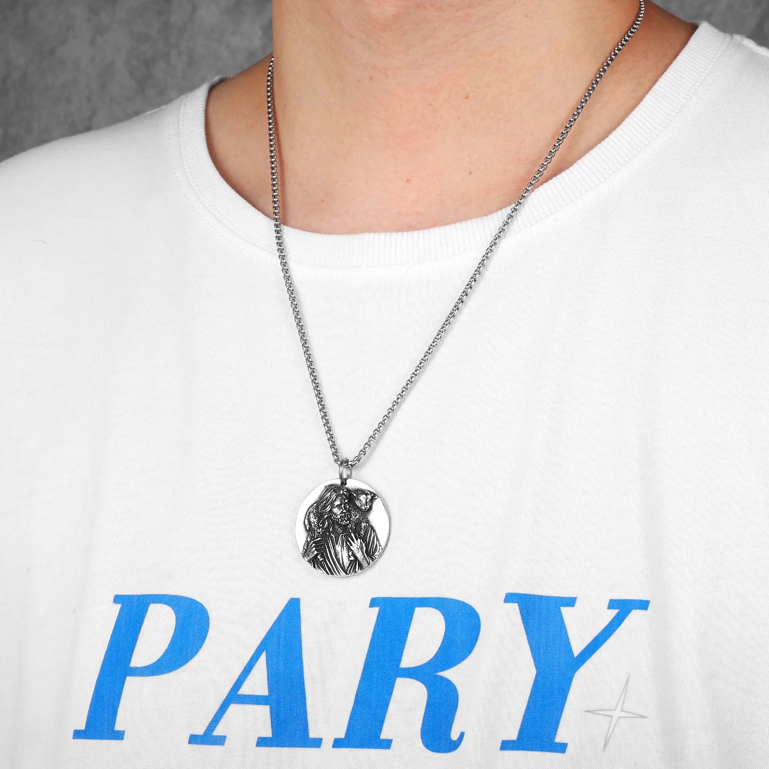 Jesus Shepherd Pendant — Stainless Steel