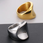 18K Vacuum Plated Wide Rings for Man Solid 316l Stainless Steel Men's Band Accessories Engagement Ring Birthday Party