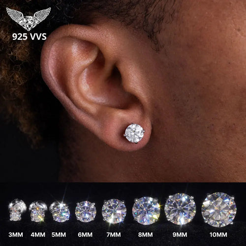 10MM VVS Moissanite Stud Earrings — S925 Silver