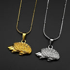 Hedgehog Pendant Necklace — Gold-Tone Stainless Steel