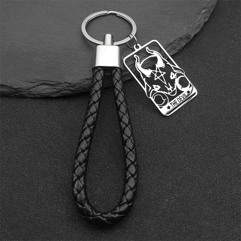 Star Key Steel Pendant Goth Goat Sheep Head Pentacle