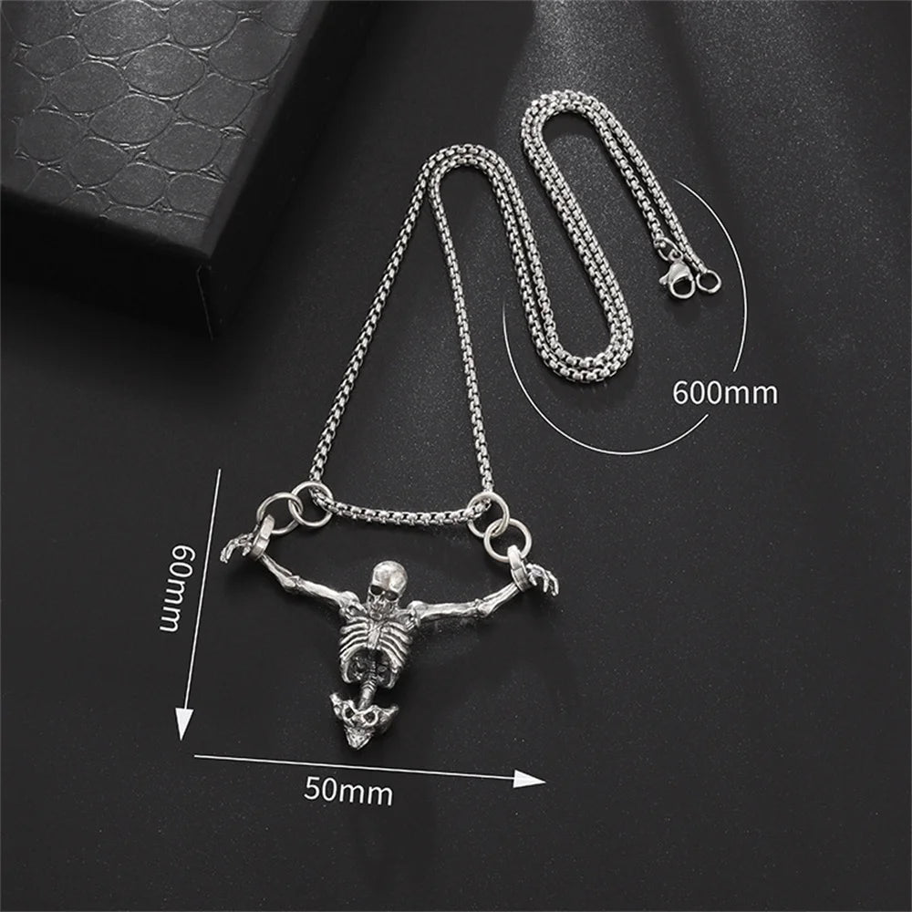 Skull Bicycle Pendant Necklace — Gothic