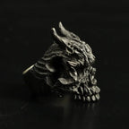 Retro Dark Rakshasa Skull Ring For Men Punk Gothic Rock Hiphop Open Ring Biker Accessories Designer Jewelry Unisex Gift