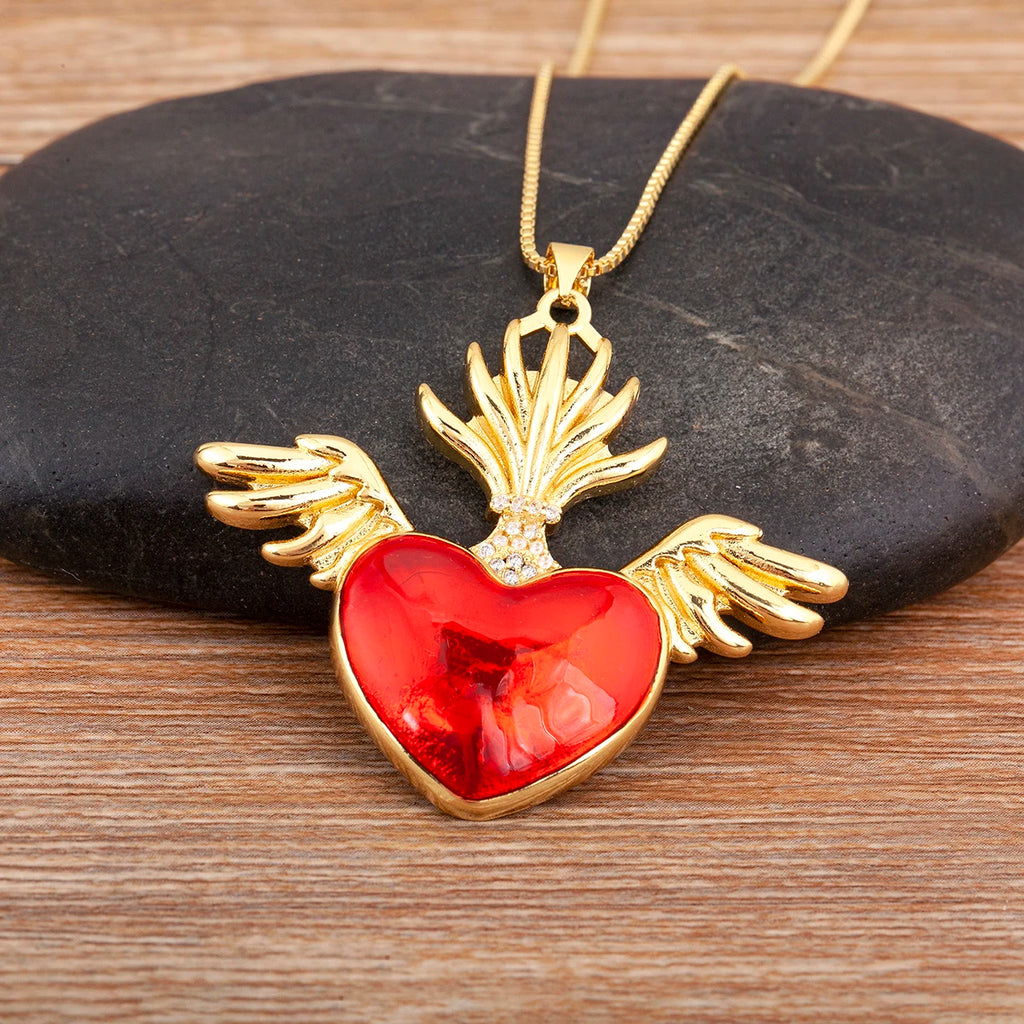 Iced Out Sacred Heart Pendant Necklace