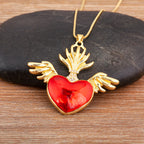 Iced Out Sacred Heart Pendant Necklace