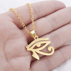 Shining Iced Out Ancient Egyptian God Eye of Horus Cross Pendant Necklace for Men and Women Hip Hop Trendy Amulet