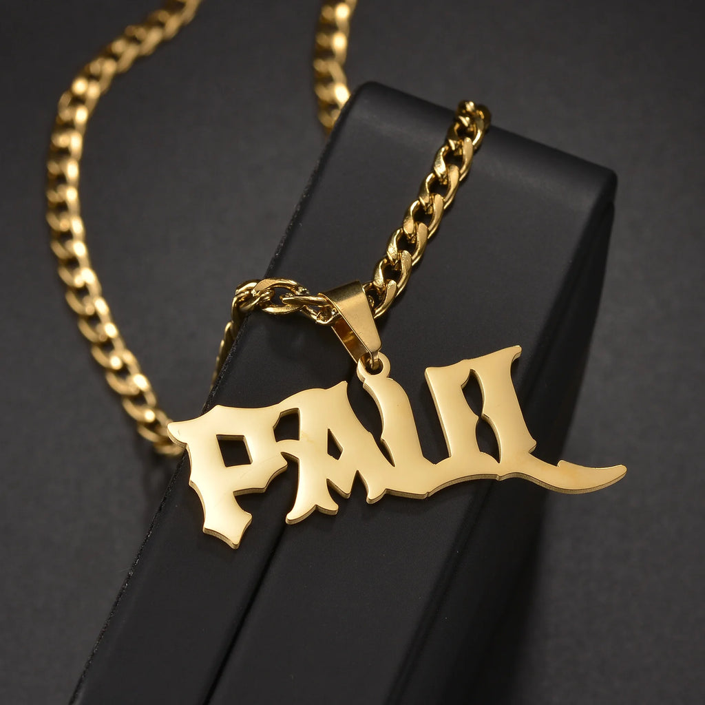 Customized Names Pendant Necklace Stainless Steel Personalized Jewelry Cuban Thick Chain for Men Women Detachable Necklace Gift
