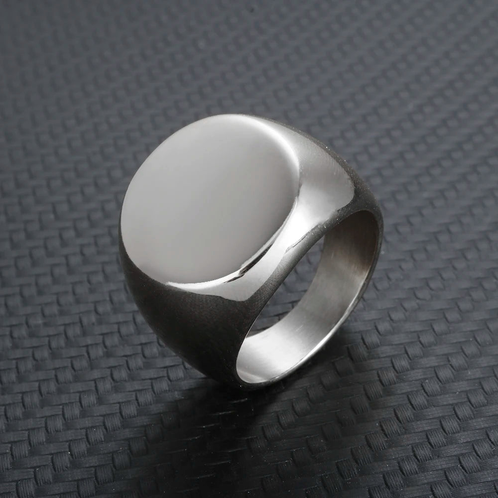 Stainless Steel High Polished Round Smooth Blank Signet Ring for Men Women Fast and Furious Ring Jewelry