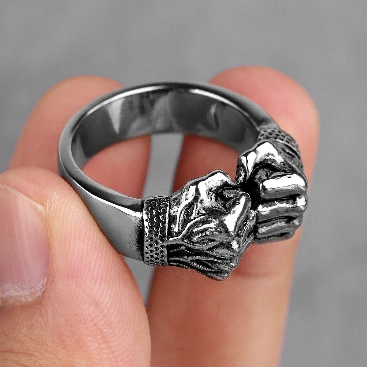 316L Stainless Steel Angry Fist Power Man Men Rings Punk Rock Hip Hop Creativity Personality for Male Boy Fashion
