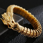 Dragon Head Animal Man Bracelet Gold Color 316L Stainless Steel Dragon Keel Chain Men's Bracelets Wristband Viking