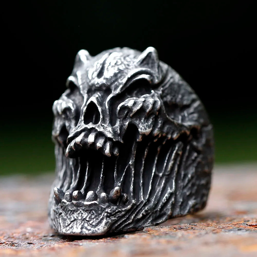2023 New Gothic Retro Men Skull Ring 316L Stainless Steel Rings For Men Party Punk Biker Jewelry Boyfriend Gifts Male