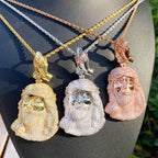 Aokaishen Iced Out Jesus Prayer Necklace Pendant for Men 5A Cubic Zirconia Gold Plated Hip Hop Jewelry