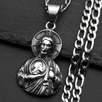Sacred Heart Jesus Amulet Pendant Necklace — Stainless Steel