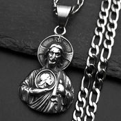Christian Sacred Heart Jesus Necklace Stainless Steel Silver Color Women Men Christ Amulet Faith Chain Jewelry Party Gift