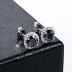 Iced Out Black Diamond Earrings — 925 Silver