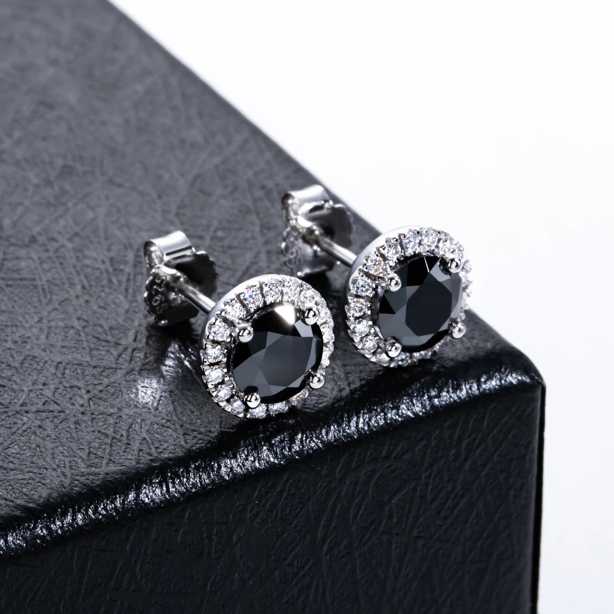Iced Out Black Diamond Earrings — 925 Silver