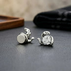 Vintage Silver Magnetic Stud Earrings Medusa