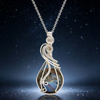Labradorite Rainbow Moonstone Gemstone Pendant Copper Wire Wrapped Labradorite Jewelry Labradorite Necklace With Chain