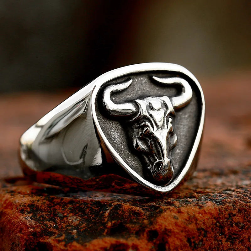 New Creative Stainless Steel Viking Warrior Double Axe Ring for Men Fashion Punk Hip Hop Party Jewelry